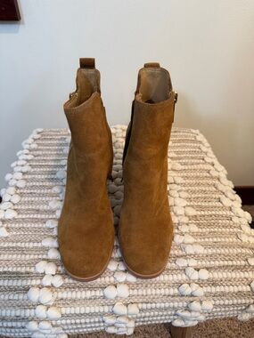 Nine West Suede Ankle Booties in Cognac